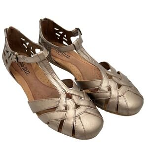 Cobb Hill New Balance Metallic Bronze Leather T-Strap Cage Flats Sandals 9.5M